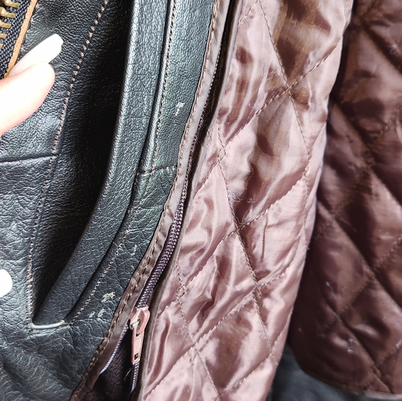 Black Leather Motorcycle Jacket Genuine Leather Fitted - Picture 8 of 11